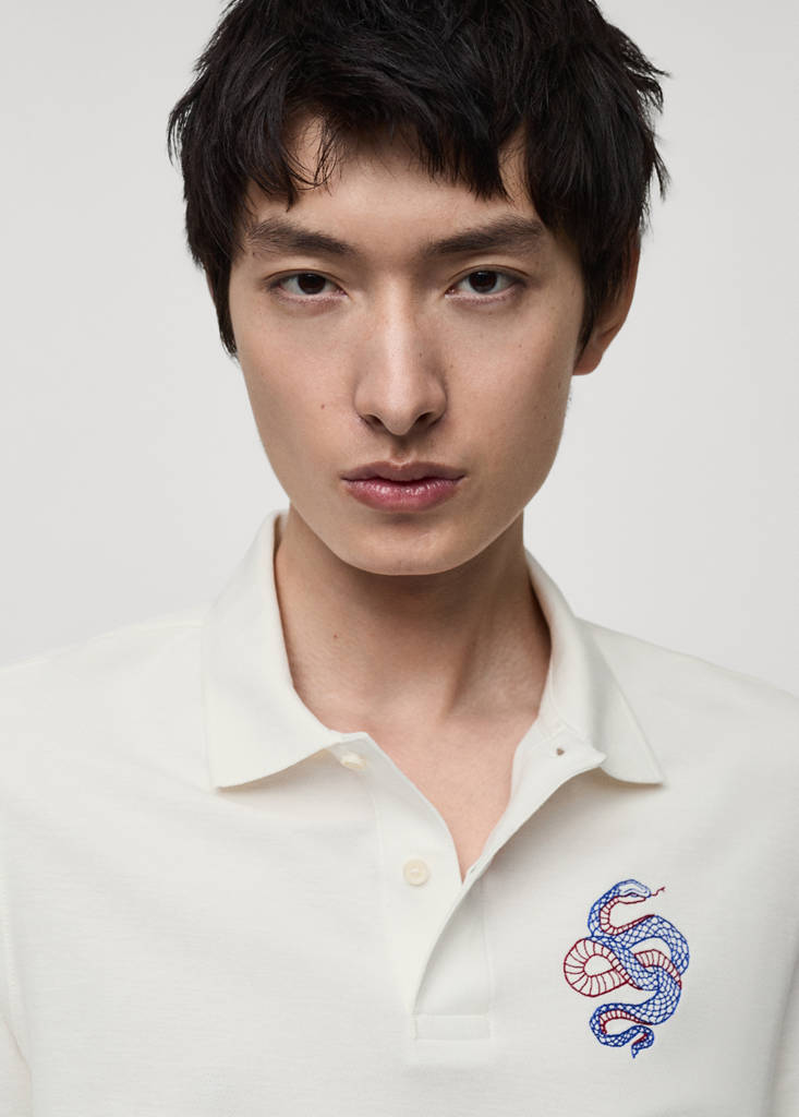 100% cotton polo shirt with embroidered graphic on the chest - thumbnail 5