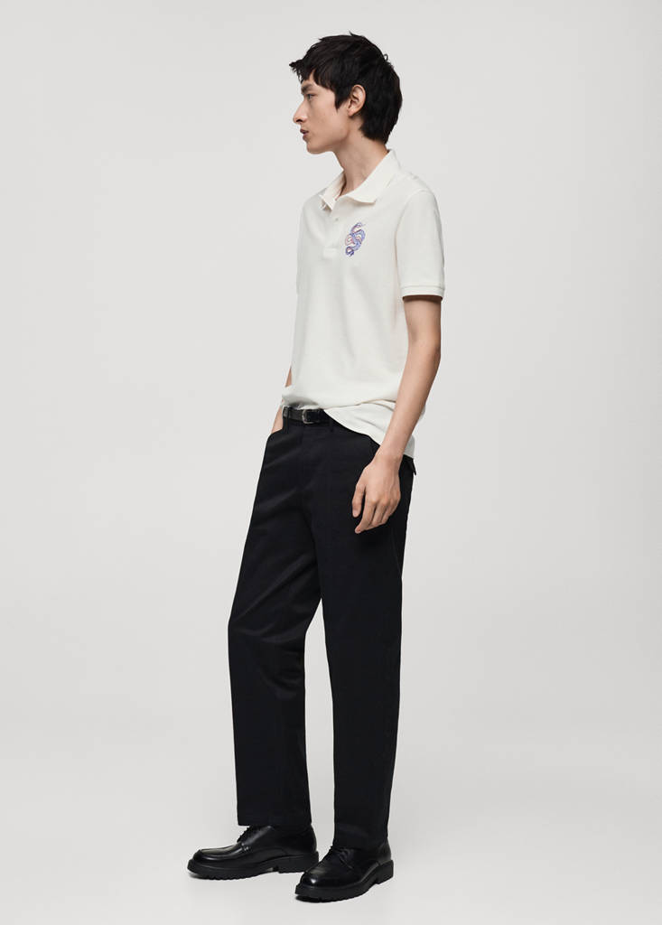 100% cotton polo shirt with embroidered graphic on the chest - thumbnail 6