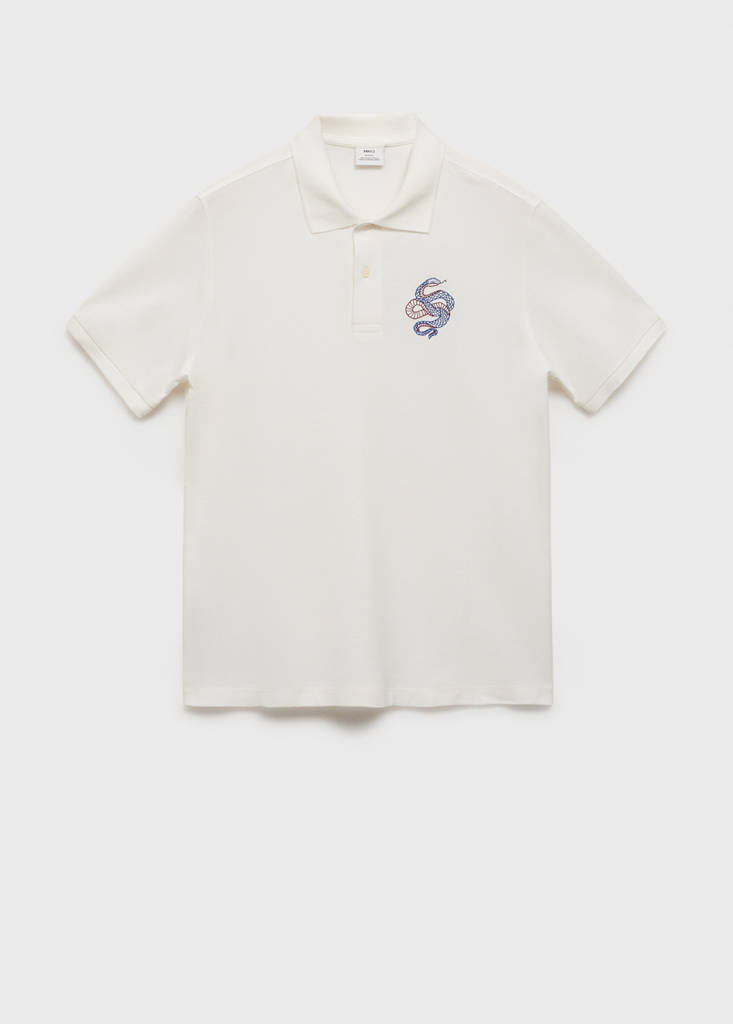 100% cotton polo shirt with embroidered graphic on the chest - thumbnail 4