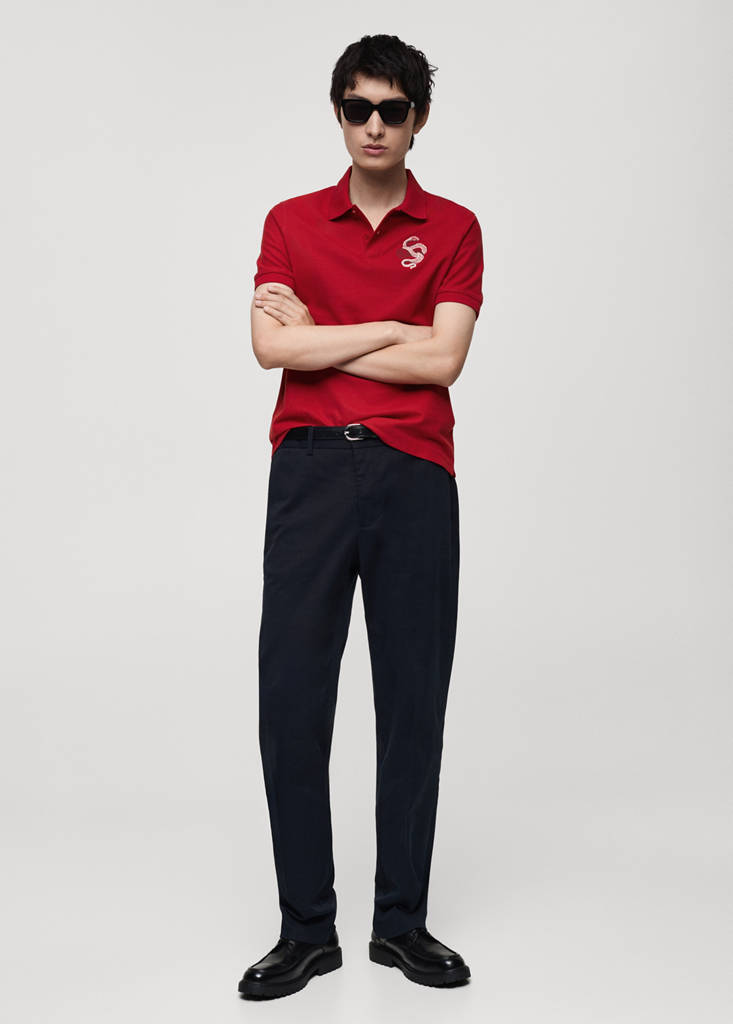100% cotton polo shirt with embroidered graphic on the chest - thumbnail 8
