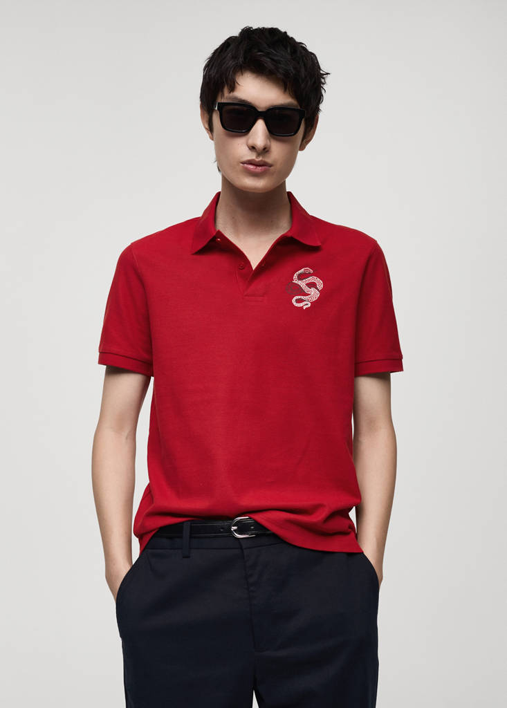 100% cotton polo shirt with embroidered graphic on the chest - thumbnail 9