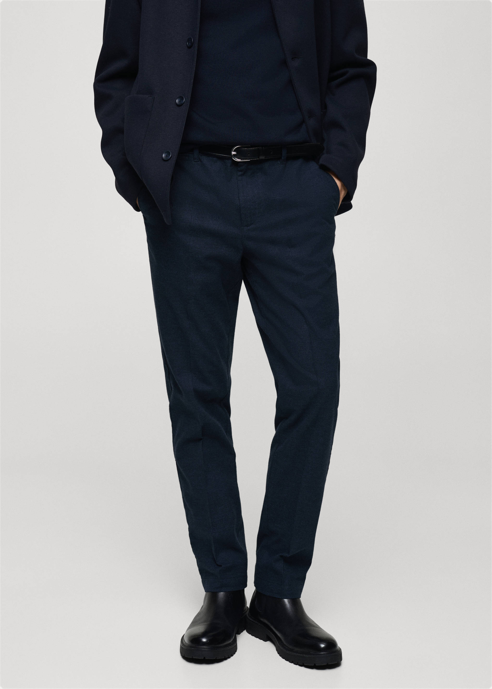 Pantalons franel·la micro pota de gall - Pla mig