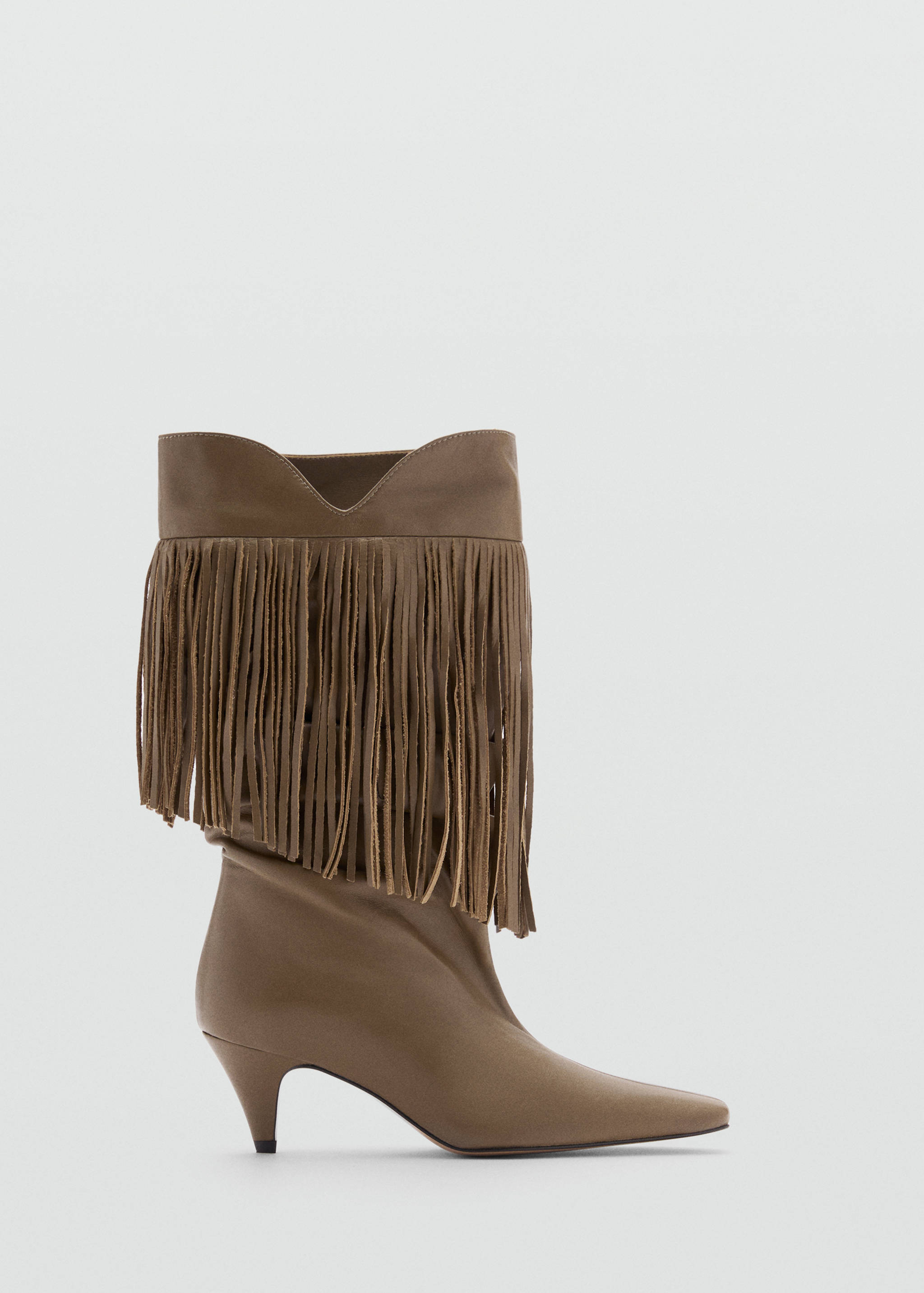 Leather ankle boot with fringe heel - Article without model