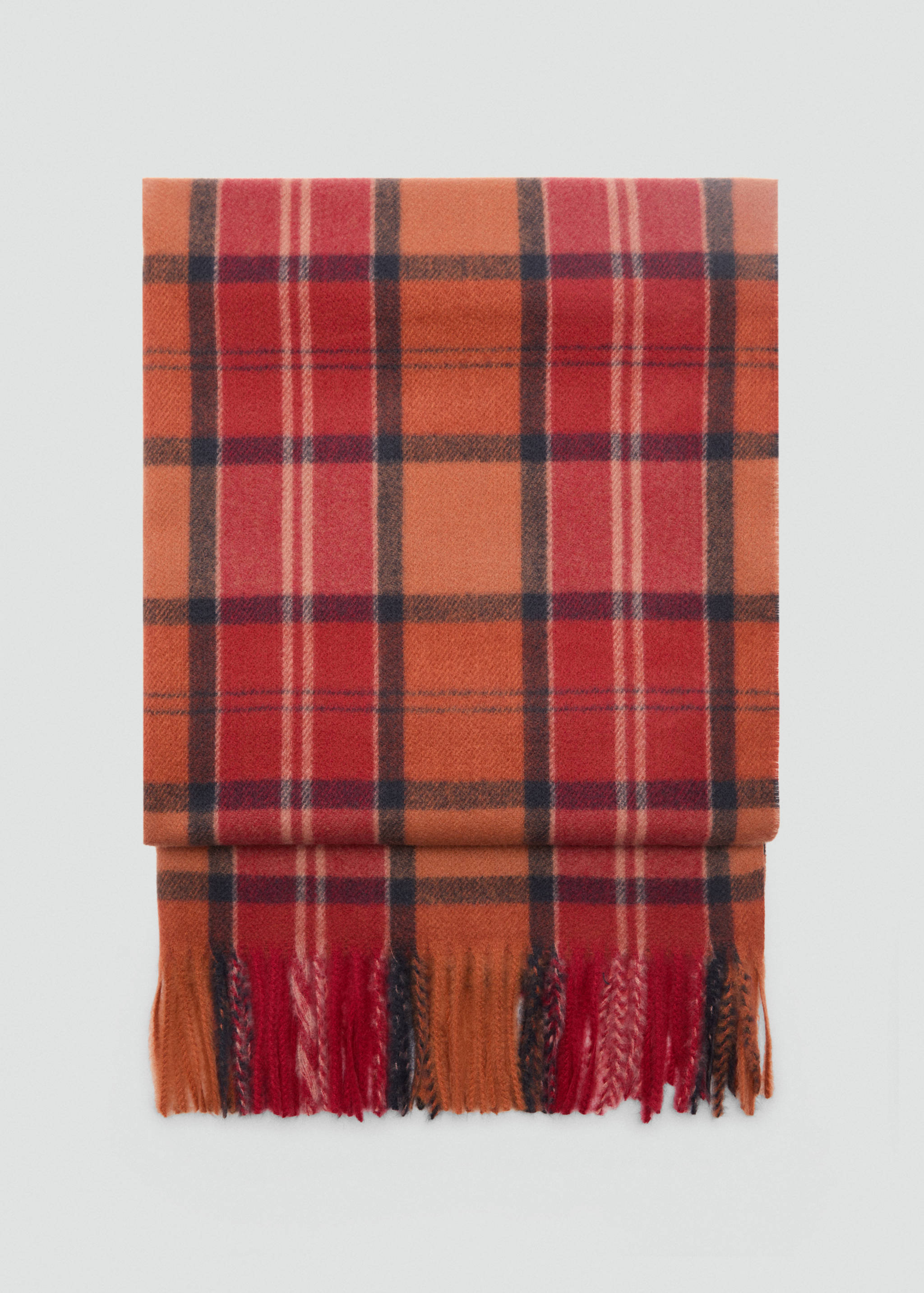 Check scarf with fringed ends - Article without model