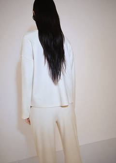 Corduroy sweatshirt with perkins neck — Ecru 3