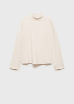 Corduroy sweatshirt with perkins neck — Ecru 6