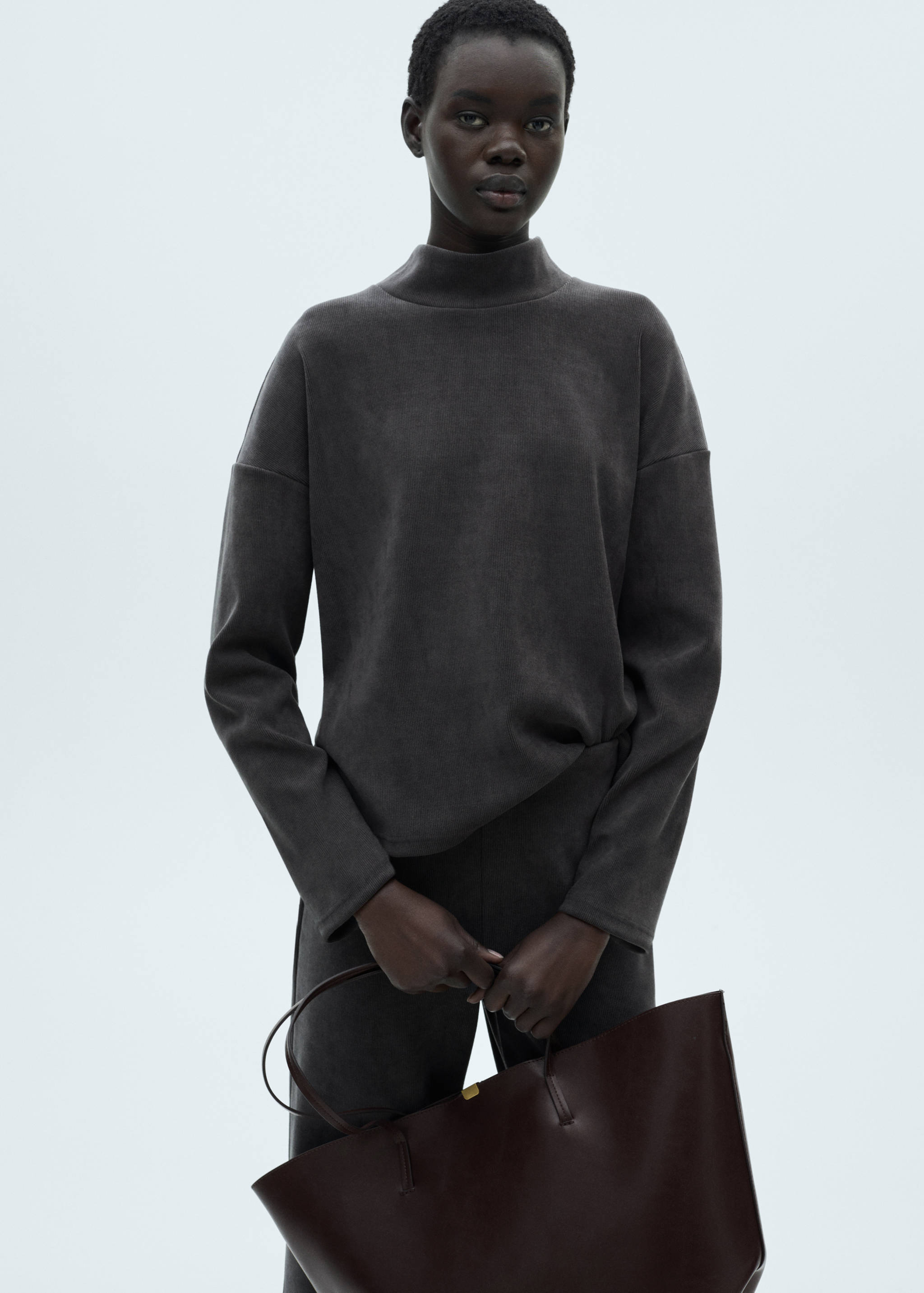 Corduroy sweatshirt with perkins neck - Medium plane