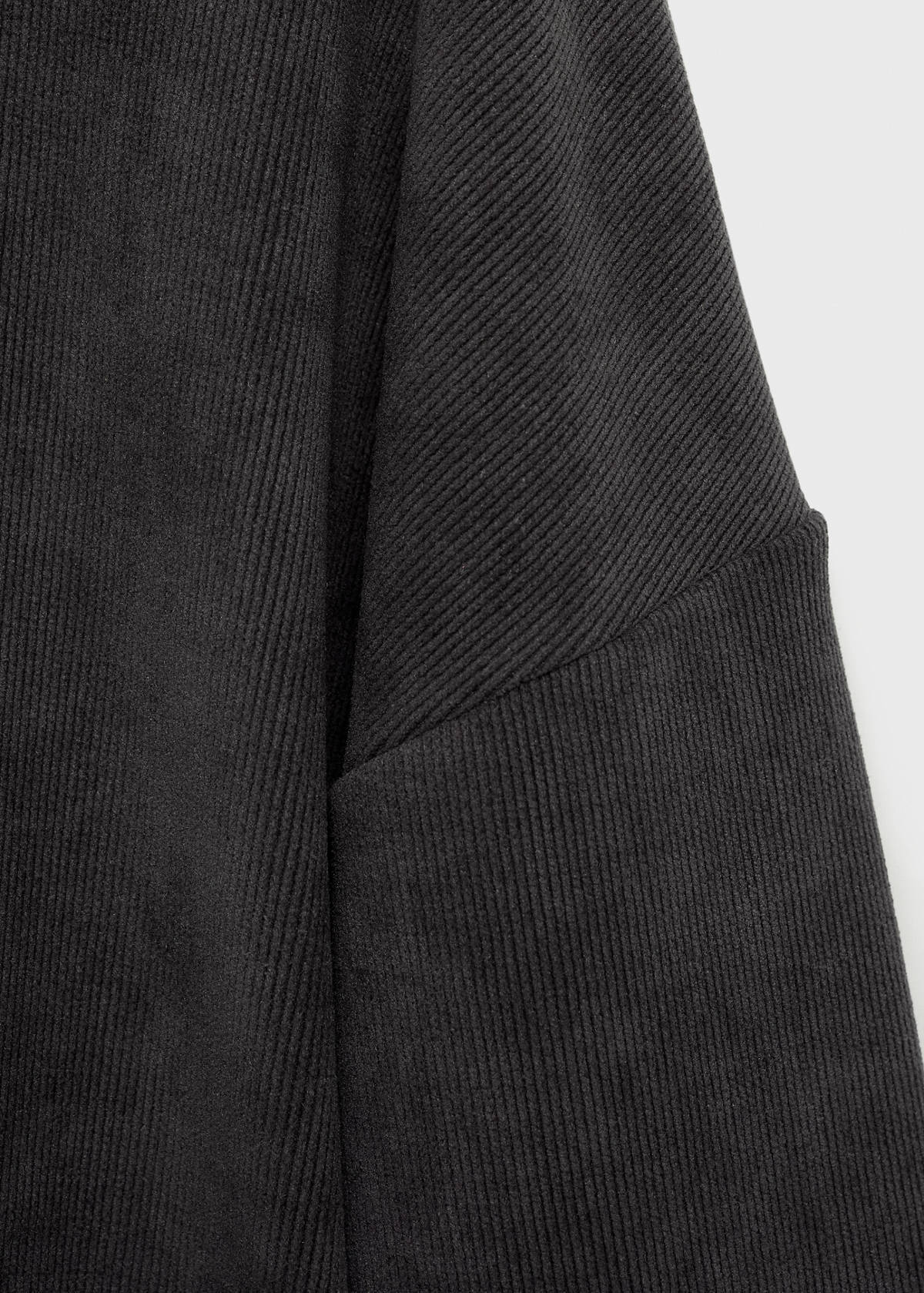 Corduroy sweatshirt with perkins neck — Dark Heather Grey