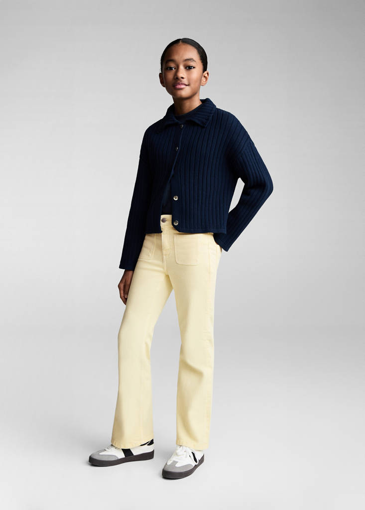 Flared jeans with pocket — Pastel Yellow