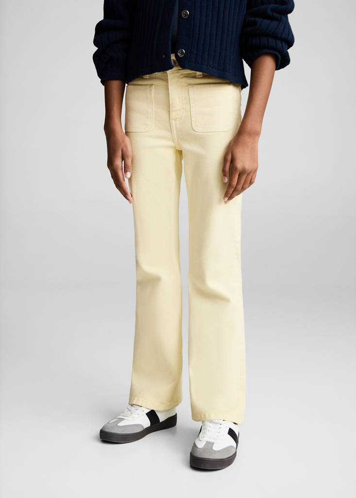 Flared jeans with pocket — Pastel Yellow