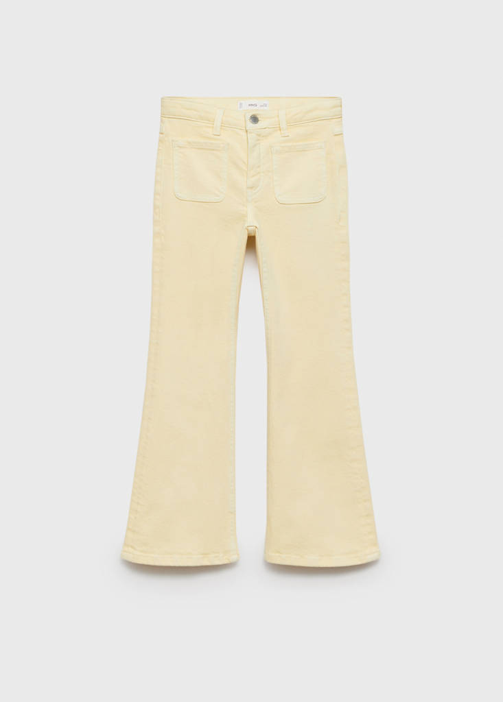 Flared jeans with pocket — Pastel Yellow