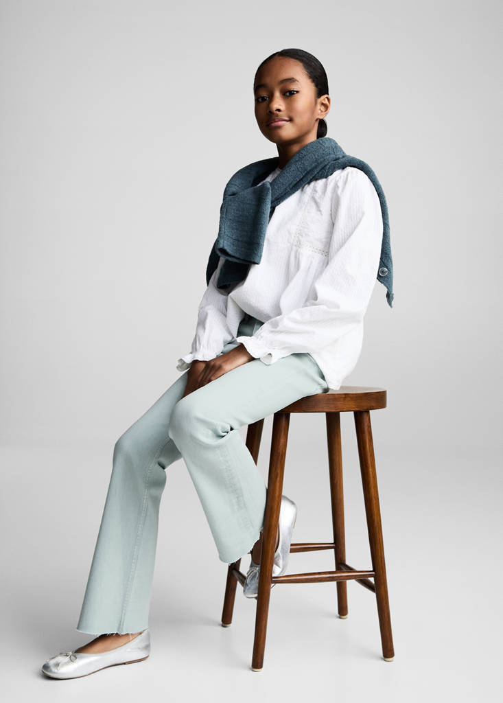 Frayed low-rise skinny jeans — Turquoise