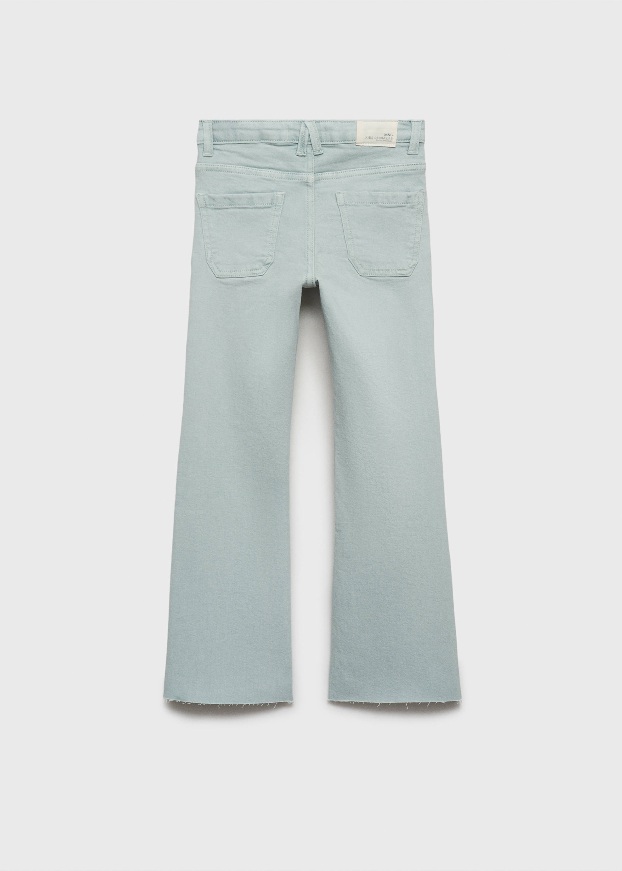 Jeans flare bajo deshilachado - Reverso del artículo, Turquesa. Ref: 87030425-00.
