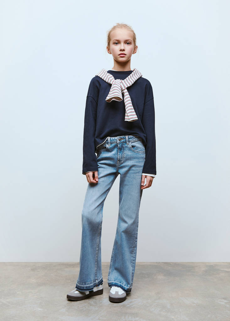 Frayed low-rise skinny jeans — Medium Blue