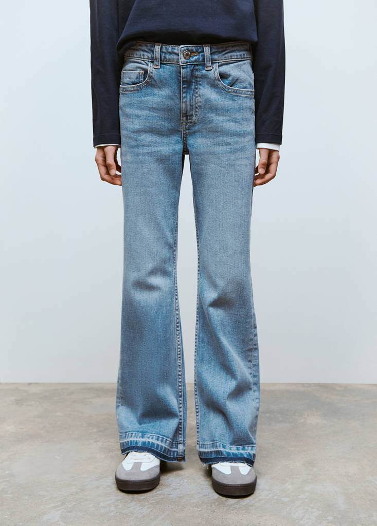 Frayed low-rise skinny jeans — Medium Blue