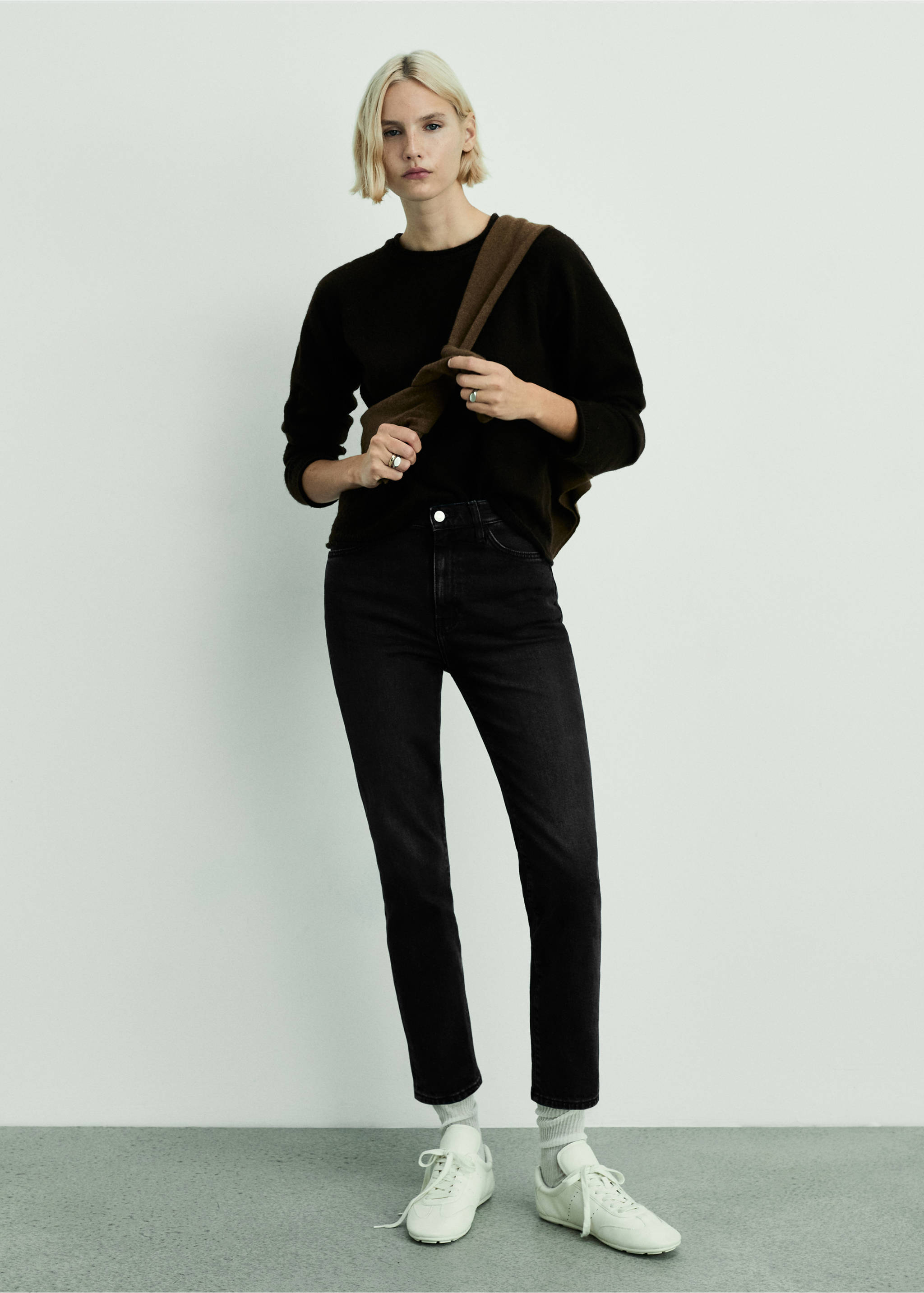 Claudia dar kesim crop jean pantolon - Genel plan, Siyah denim. Ref: 87030426-00.