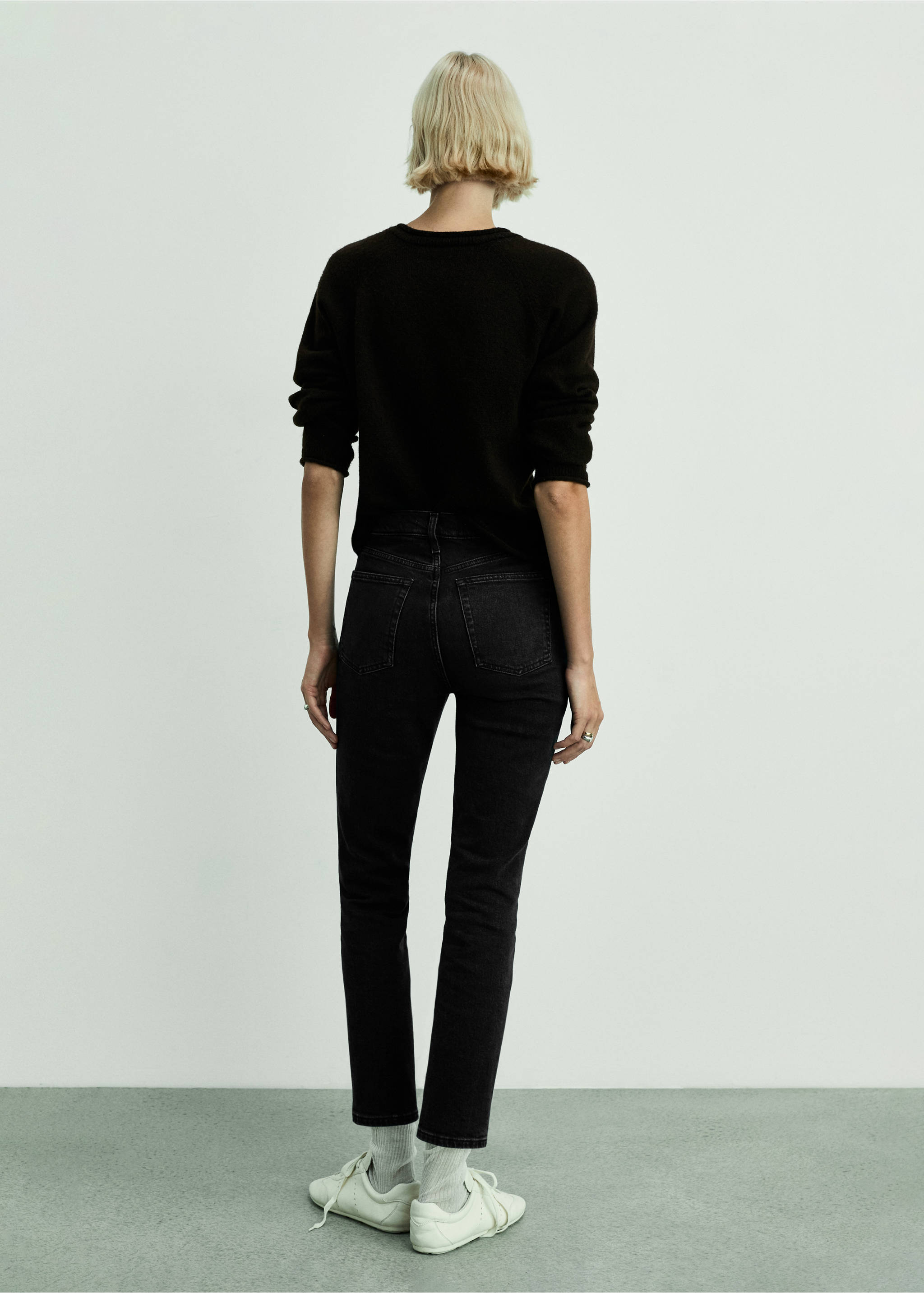 Claudia dar kesim crop jean pantolon - Ürünün arkası, Siyah denim. Ref: 87030426-00.