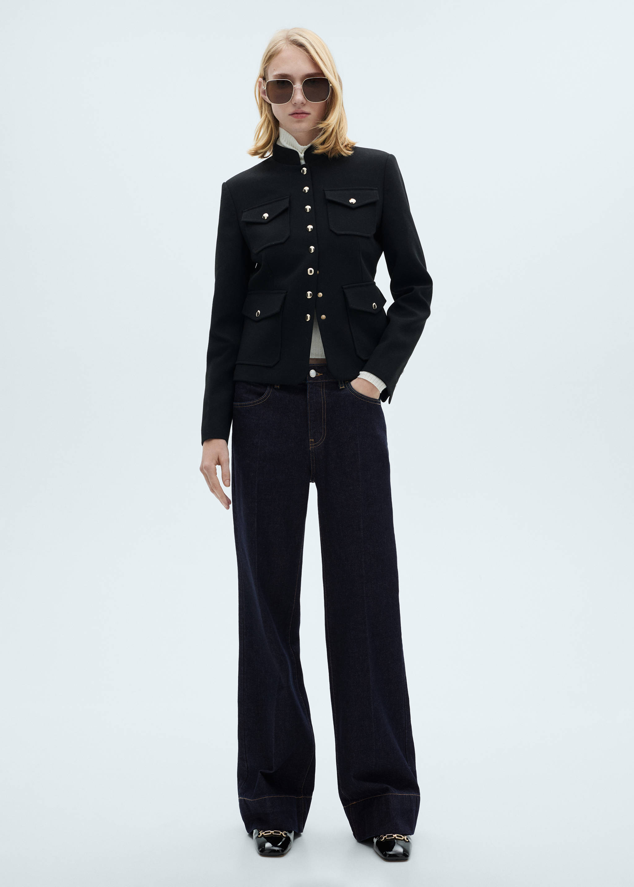 Wide leg mid-rise jeans - General plane