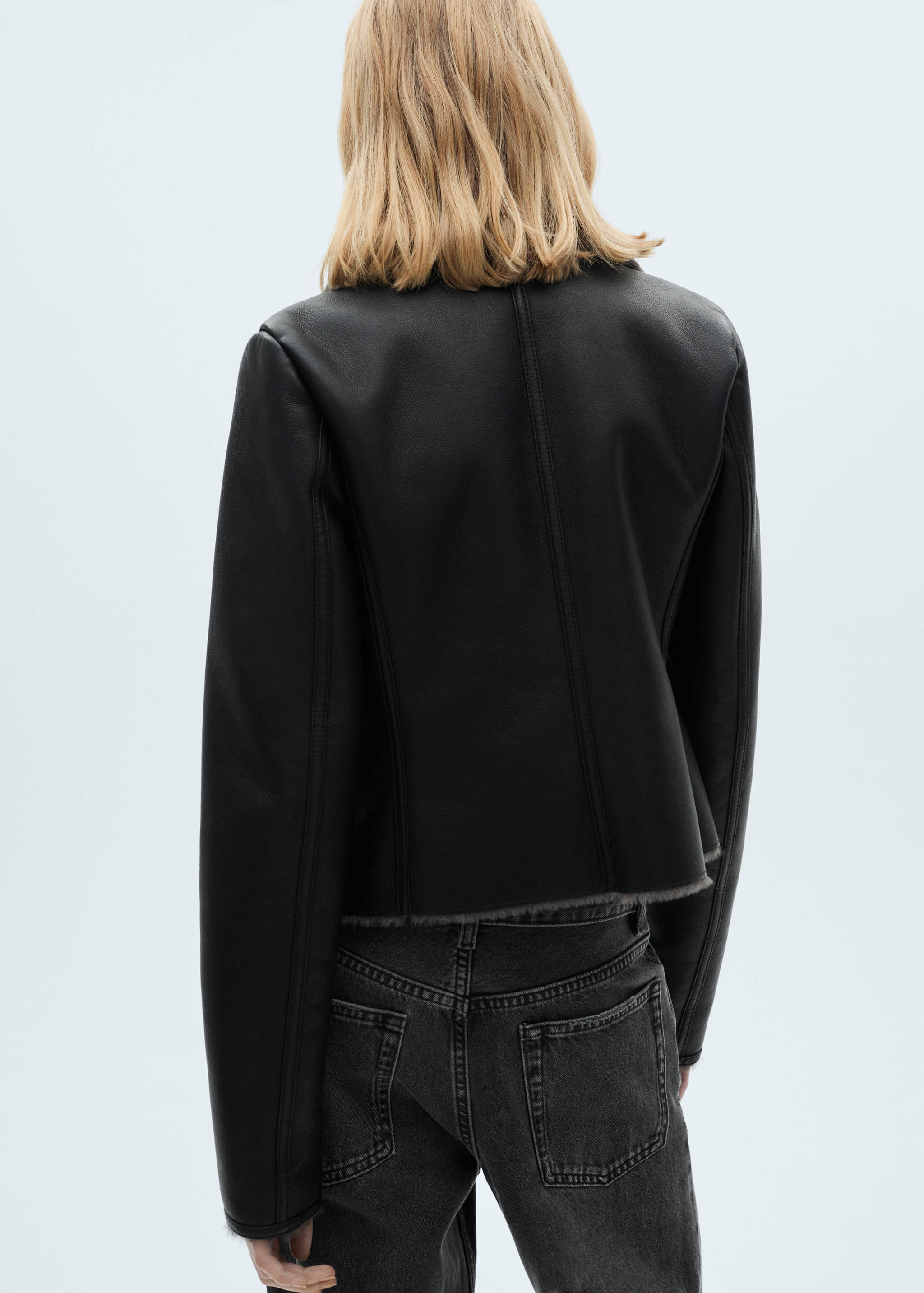 Double-faced faux-leather jacket - Reverse of the article