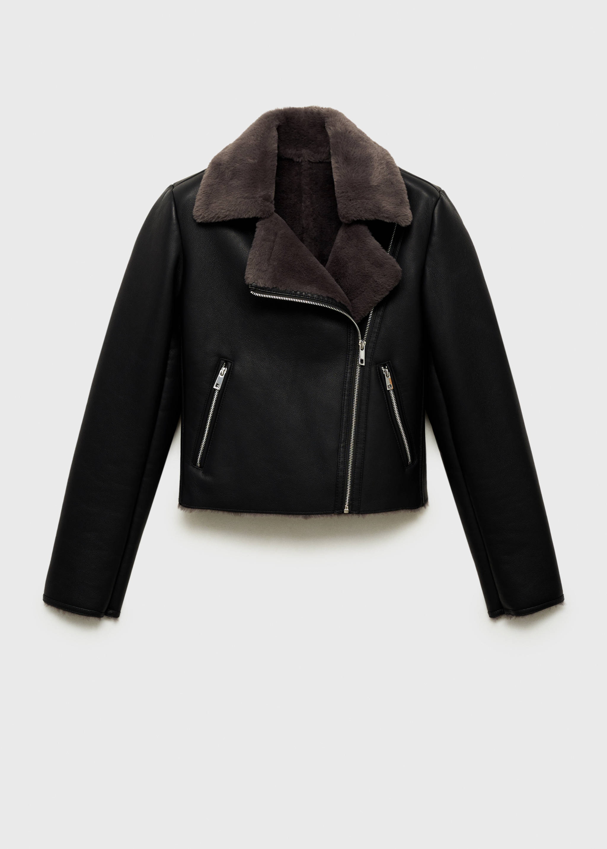 Double-faced faux-leather jacket - Article without model