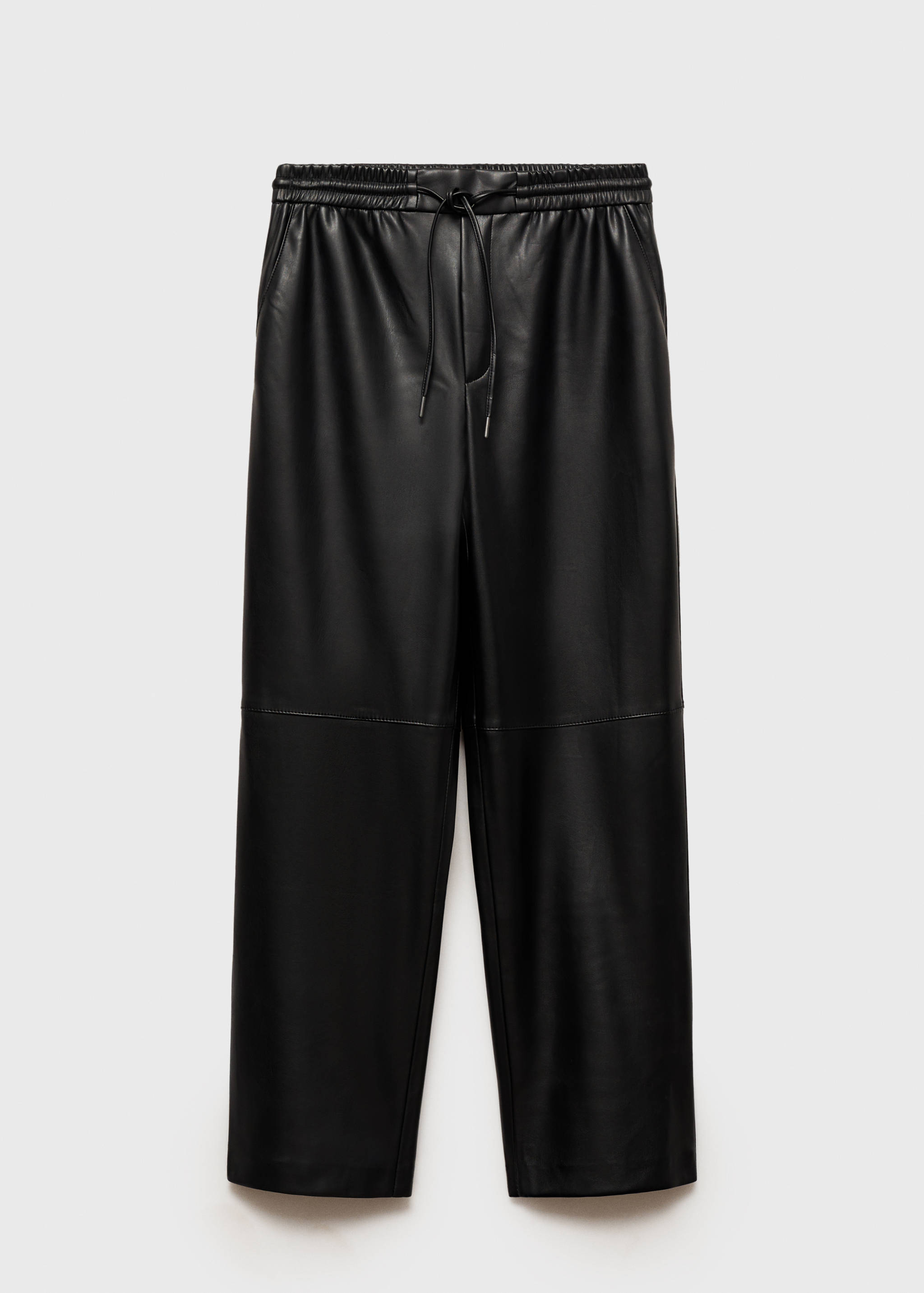Faux-leather trousers with elastic waist - Article without model