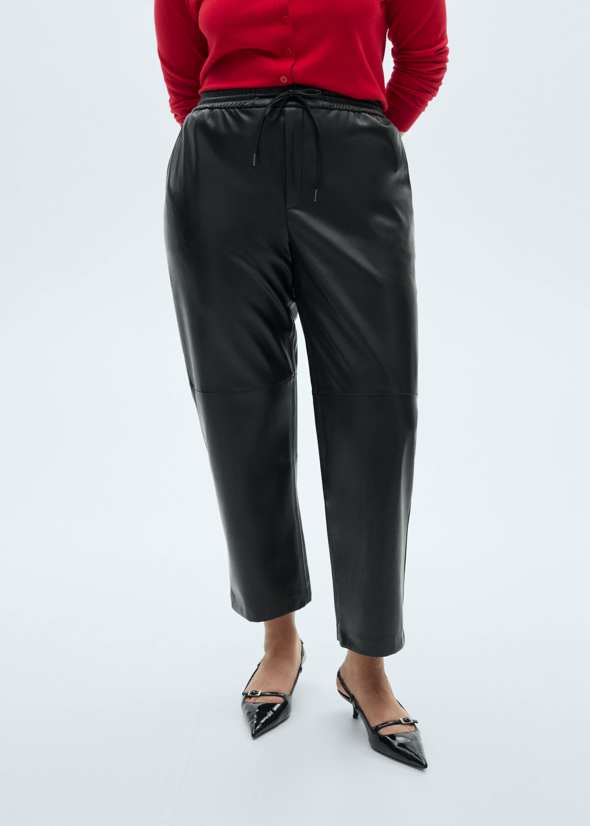 Faux-leather trousers with elastic waist - Details of the article 5