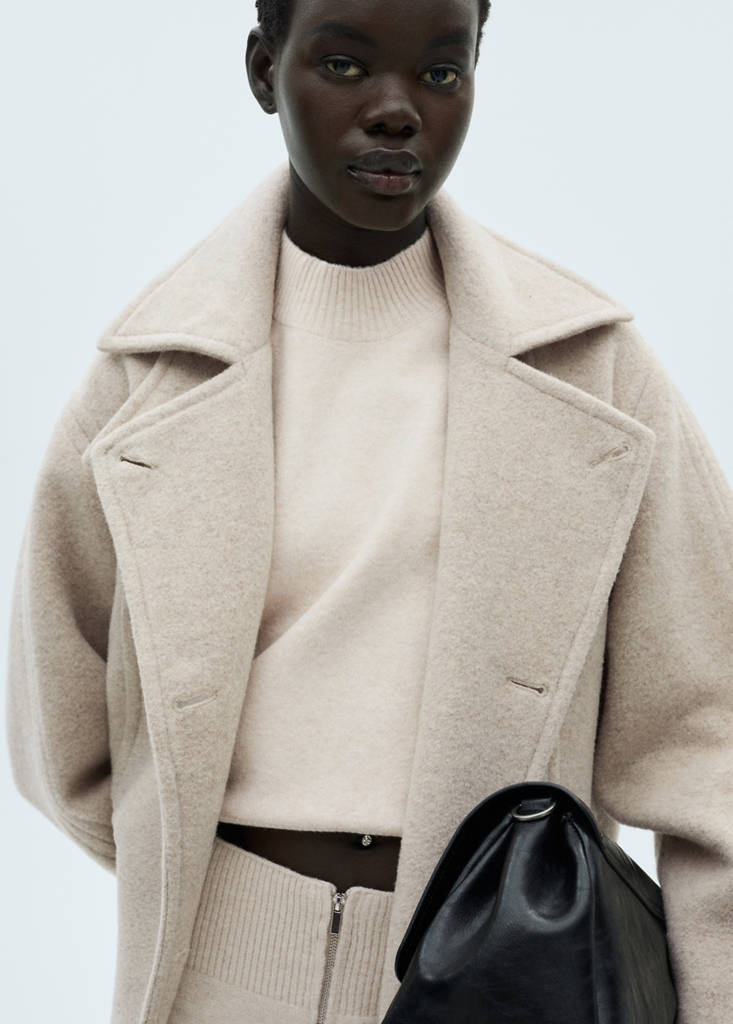 Perkins neck knitted sweater — Sand
