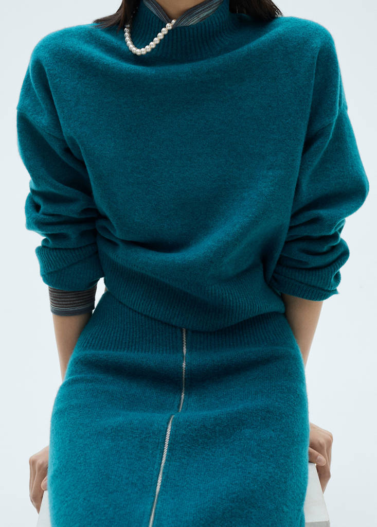 Perkins neck knitted sweater — Green