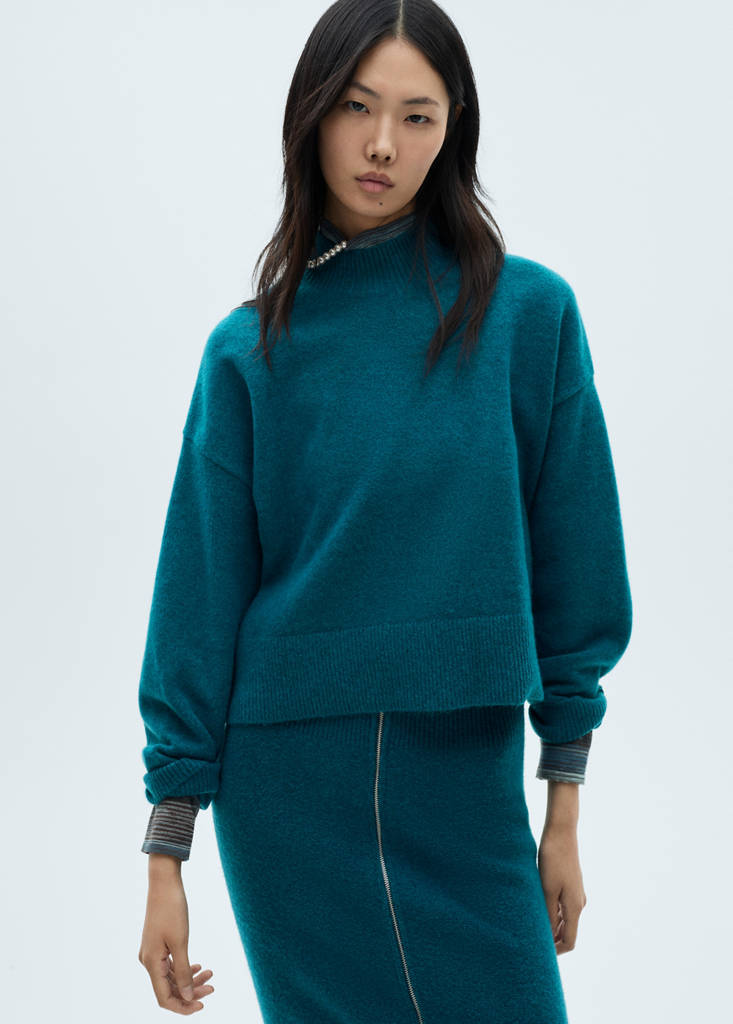 Perkins neck knitted sweater — Green