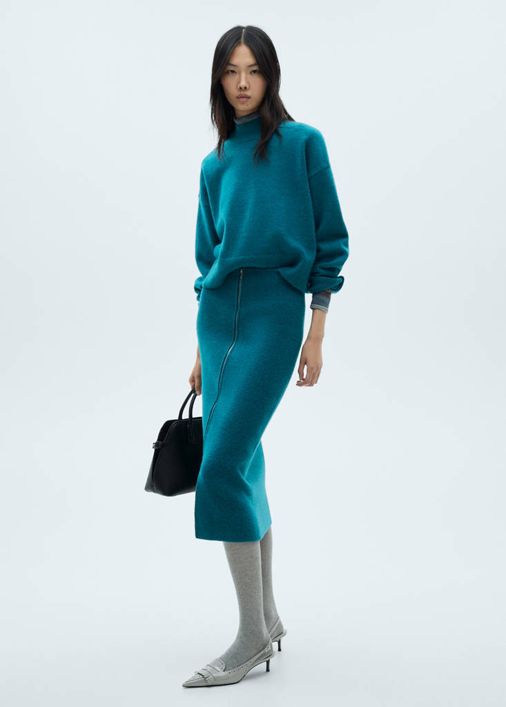 Perkins neck knitted sweater — Green