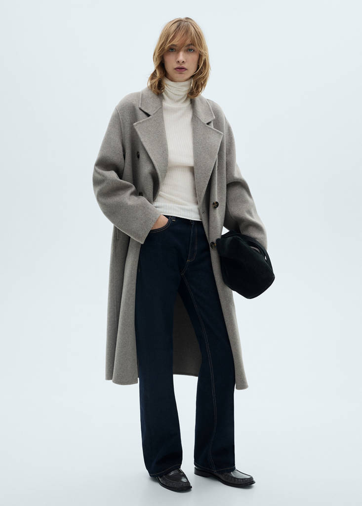 Wool blend turtleneck sweater — Ecru