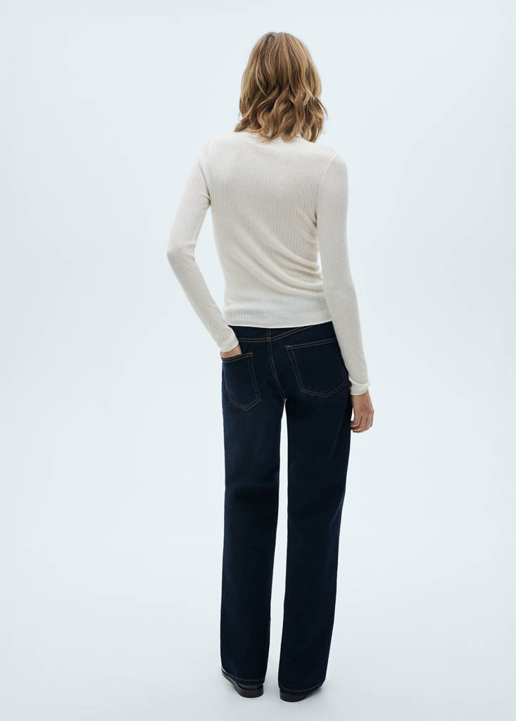 Wool blend turtleneck sweater — Ecru