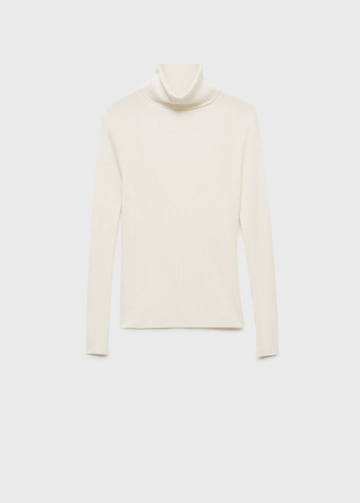 Wool blend turtleneck sweater — Ecru
