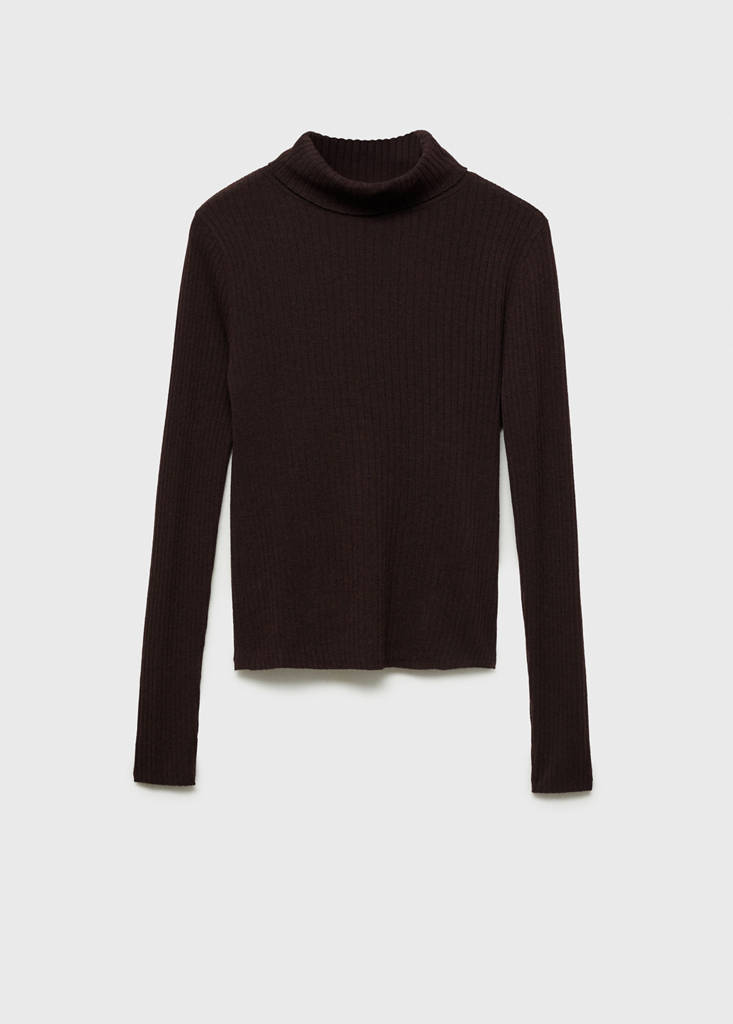Wool blend turtleneck sweater — Chocolate