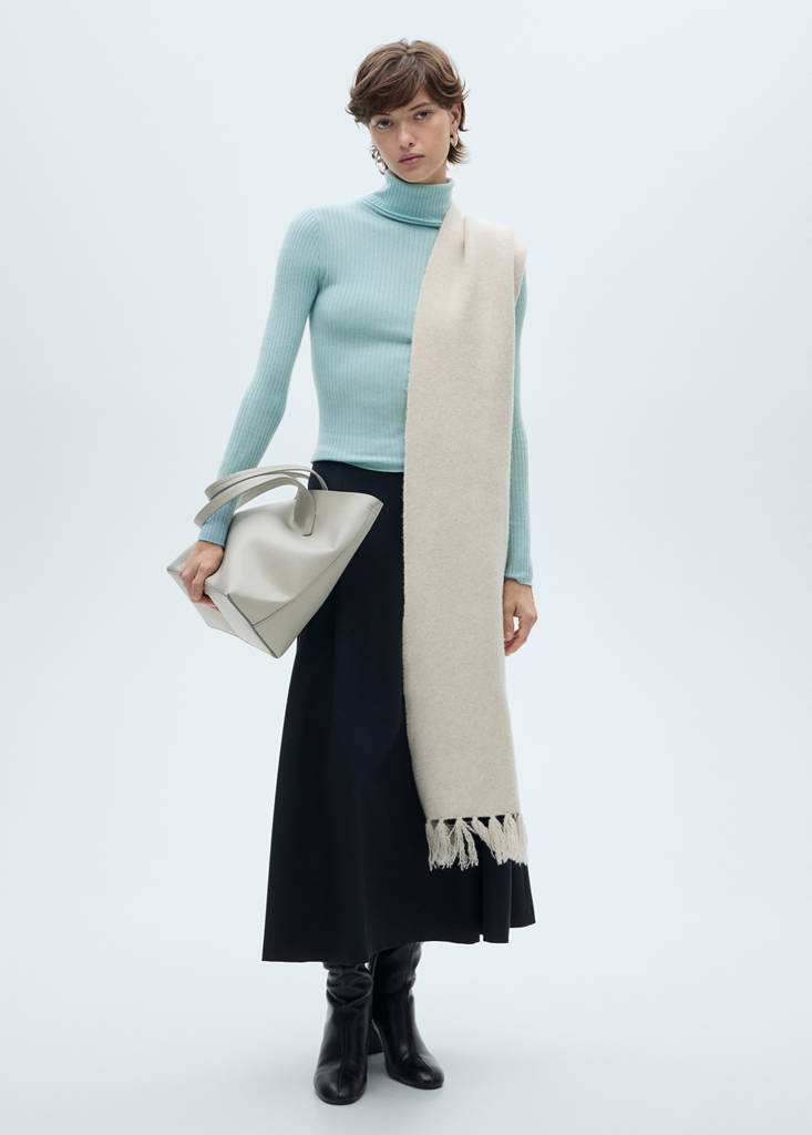 Wool blend turtleneck sweater — Aqua Green