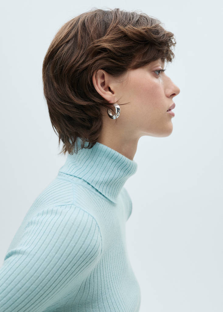 Wool blend turtleneck sweater — Aqua Green