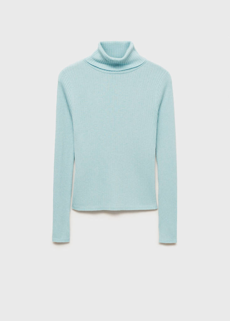 Wool blend turtleneck sweater — Aqua Green
