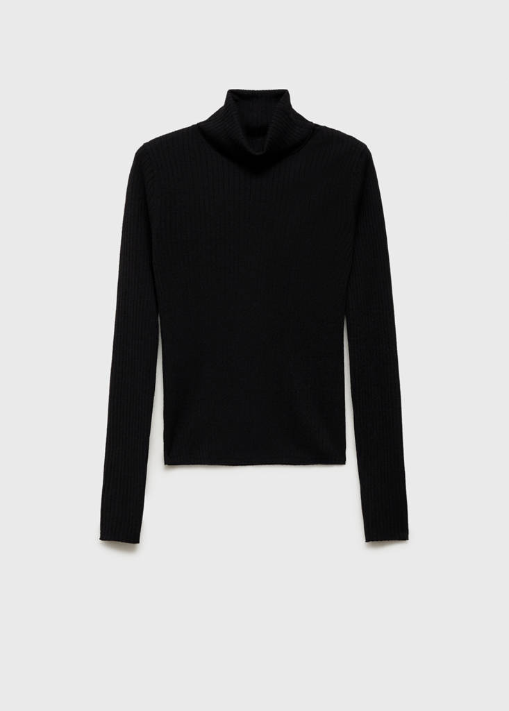 Wool blend turtleneck sweater — Black
