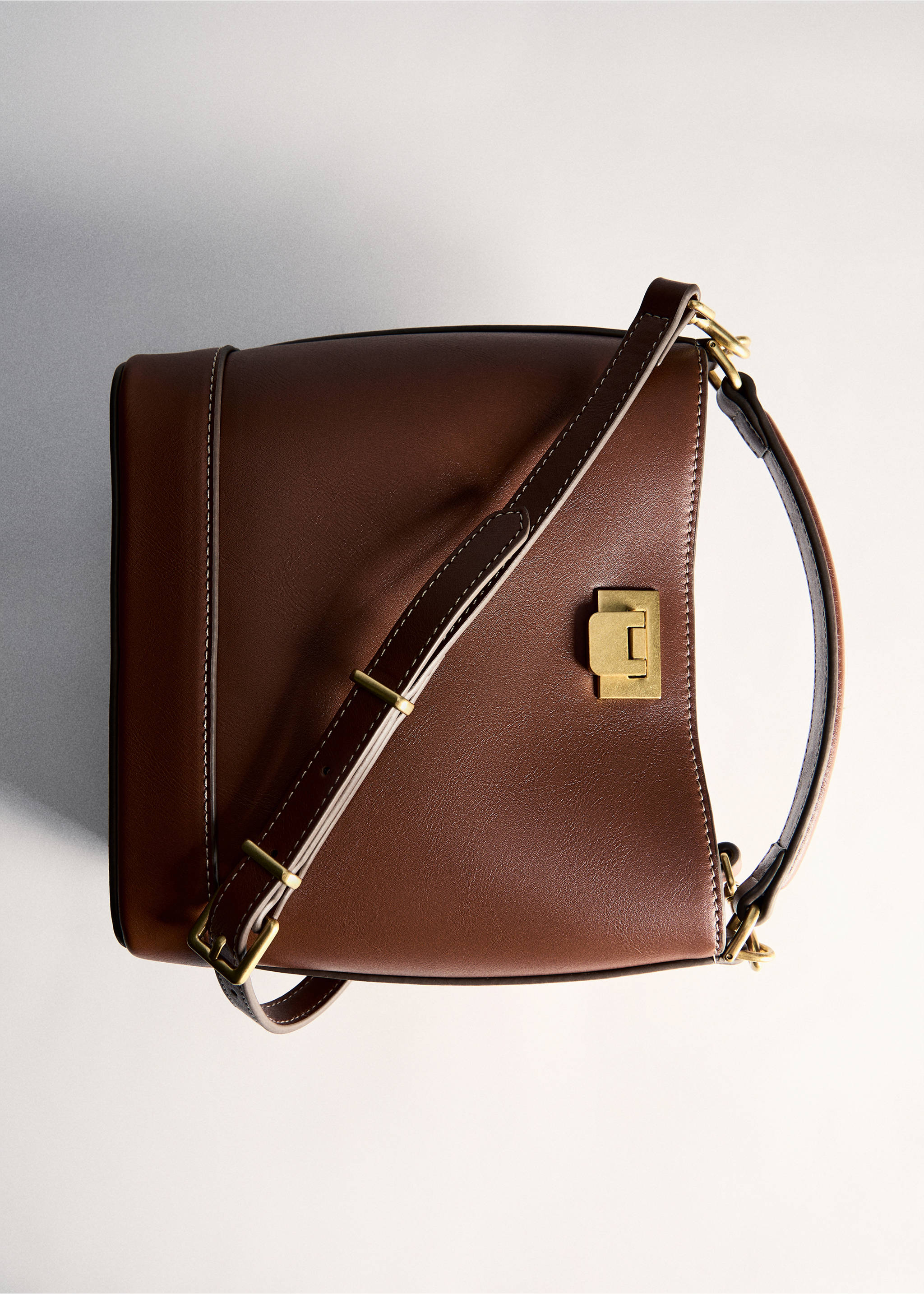 Mini shopper bag with metallic detail - Details of the article 5, Leather. Ref: 87030451-00.