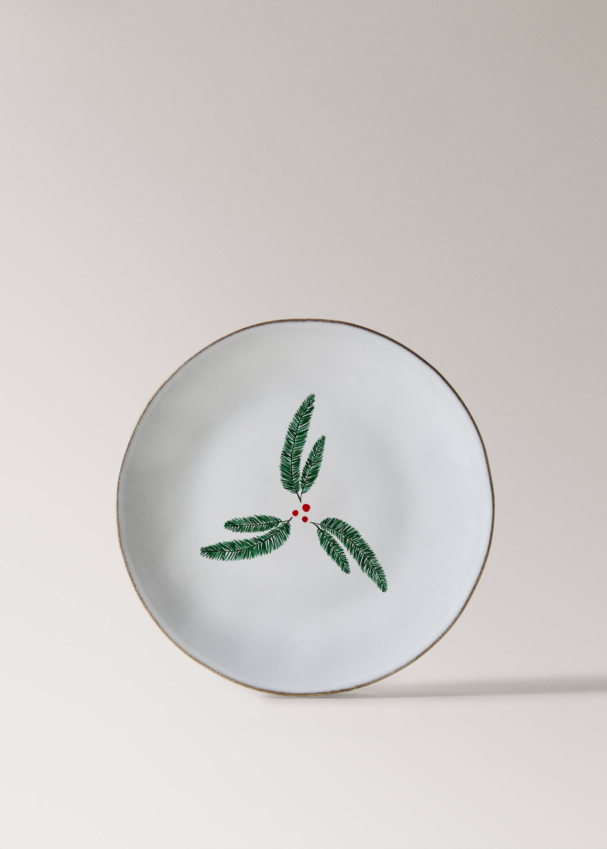 Flat stoneware plate with contrasting rim - Article without model