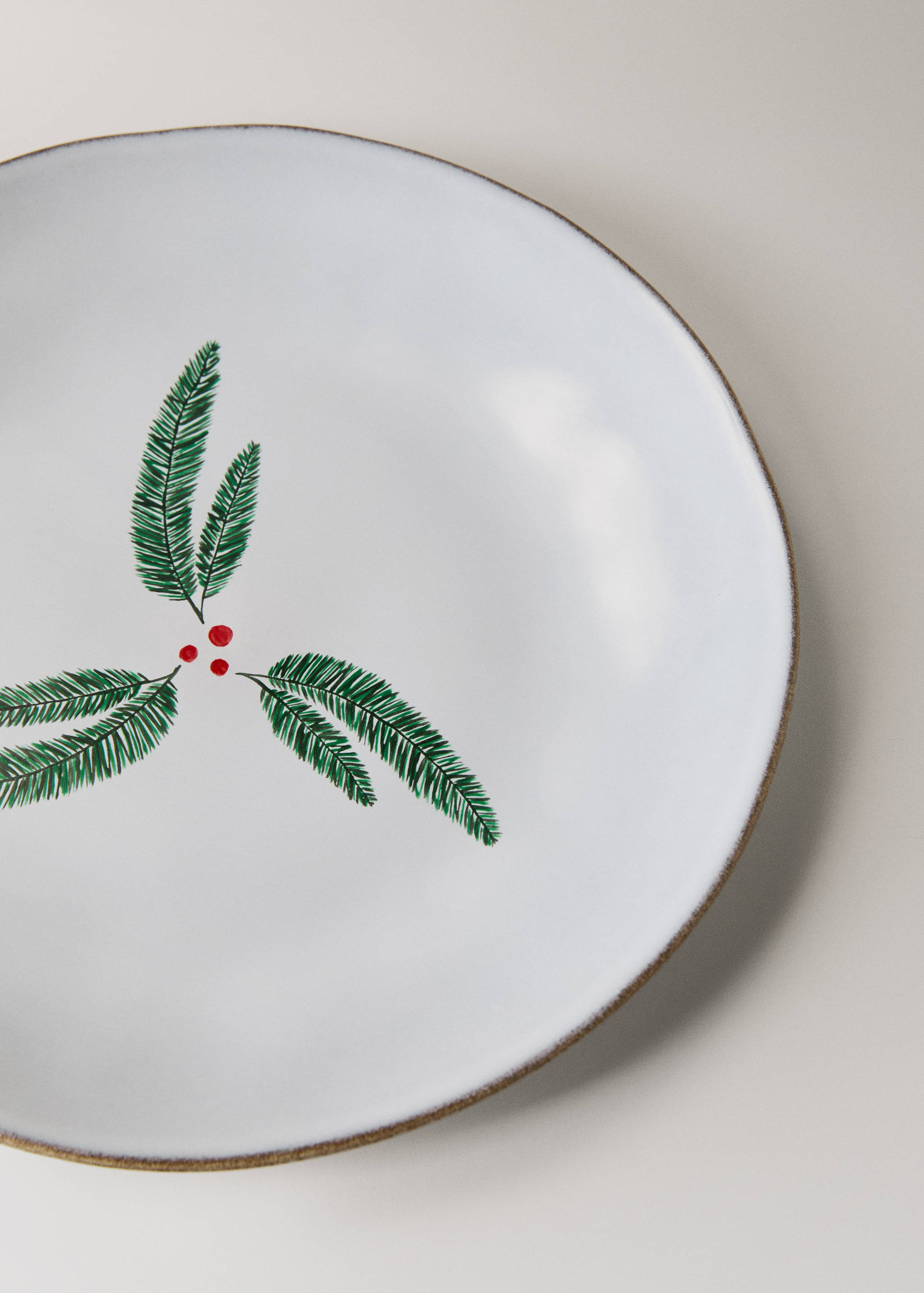 Flat stoneware plate with contrasting rim - Details of the article 1