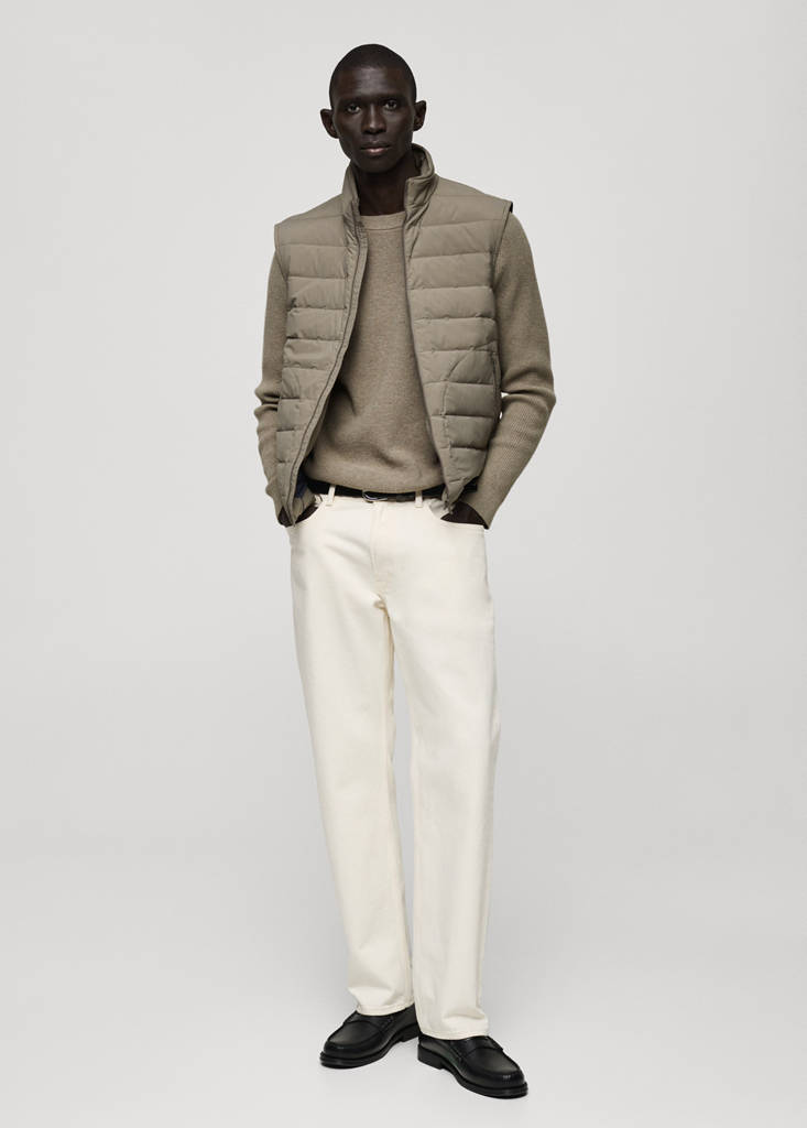 Quilted waistcoat with down and feather filling — Medium Brown