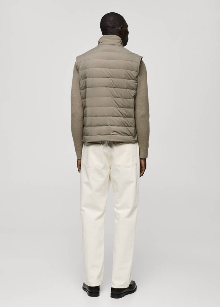 Quilted waistcoat with down and feather filling — Medium Brown