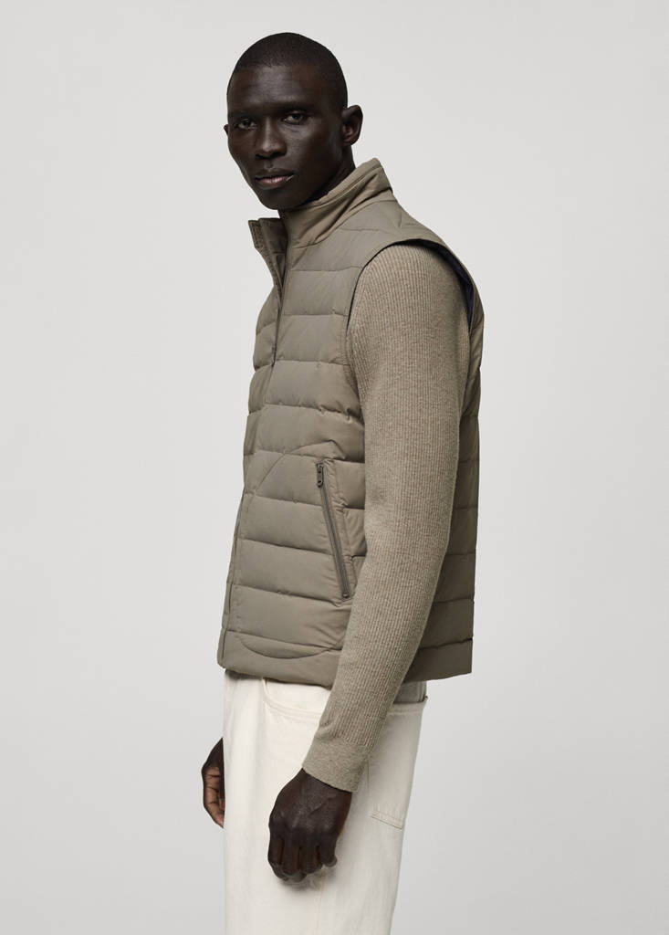 Quilted waistcoat with down and feather filling — Medium Brown