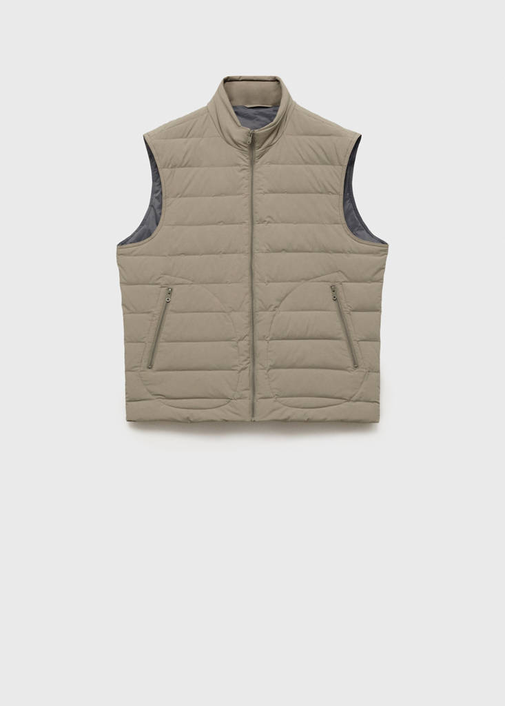 Quilted waistcoat with down and feather filling — Medium Brown