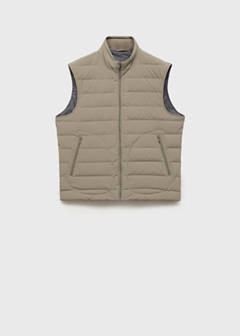 Quilted waistcoat with down and feather filling — Medium Brown 6