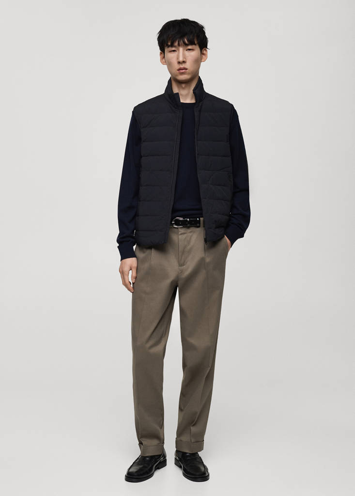 Quilted waistcoat with down and feather filling — Dark Navy