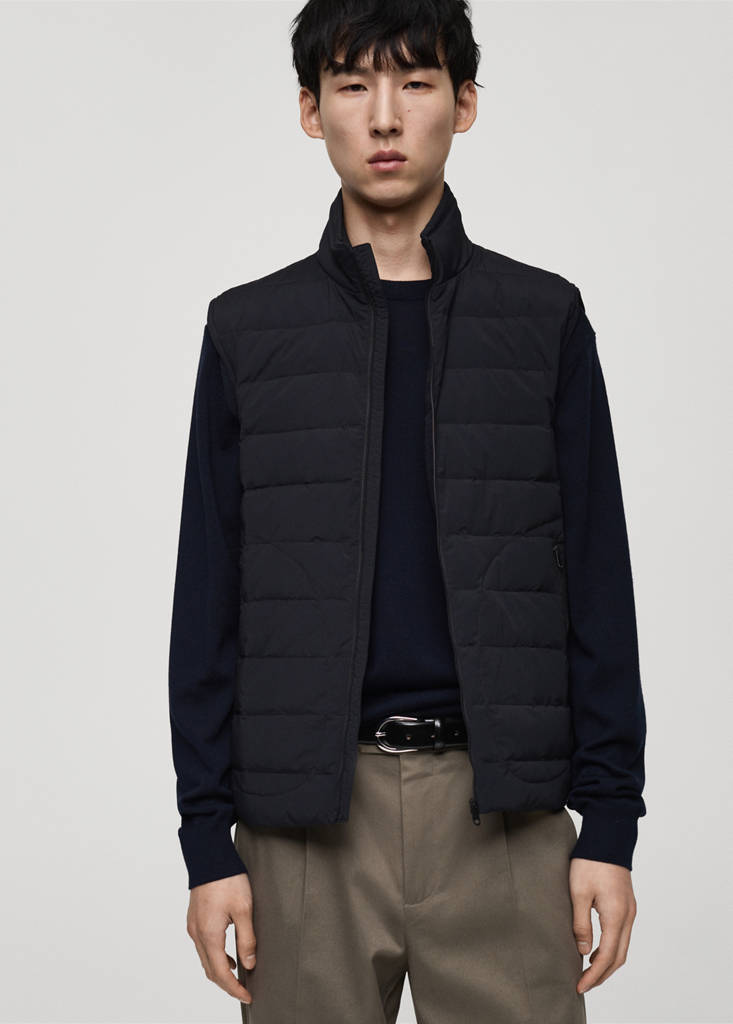 Quilted waistcoat with down and feather filling — Dark Navy