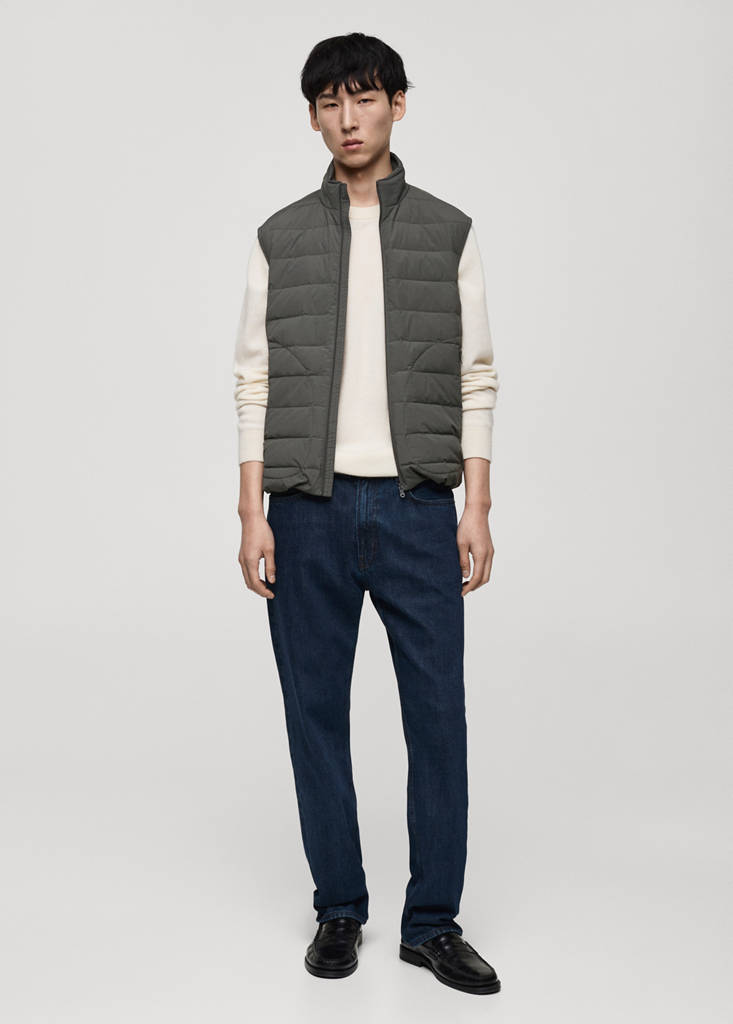 Quilted waistcoat with down and feather filling — Grey