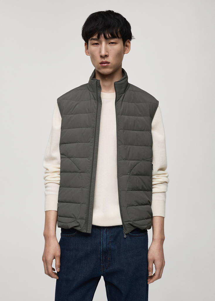 Quilted waistcoat with down and feather filling — Grey